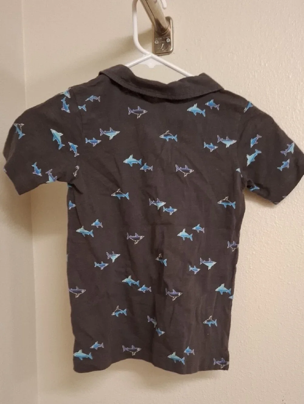 OshKosh B'gosh Charcoal Polo with Blue Shark Print
